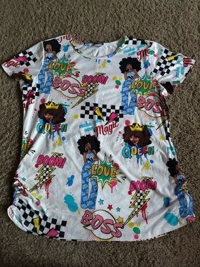 SO Girls White Graphic 'Queen' & 'Boss' Short Sleeve Tee with Multicolor Pop Art